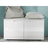 Stella Trading SPICE Schuhbank 80 x 43 x 40 cm hochglänzend weiß / weiß