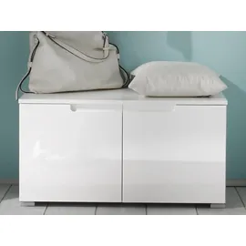 Stella Trading SPICE Schuhbank 80 x 43 x 40 cm hochglänzend weiß / weiß