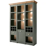 furn.design Regal grün Wotan Eiche Landhaus Regalschrank mit Weinregal 147 x 207 cm -