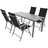 DEGAMO Garnitur BAGO 5-teilig, Alu silbergrau + Kunstgewebe schwarz
