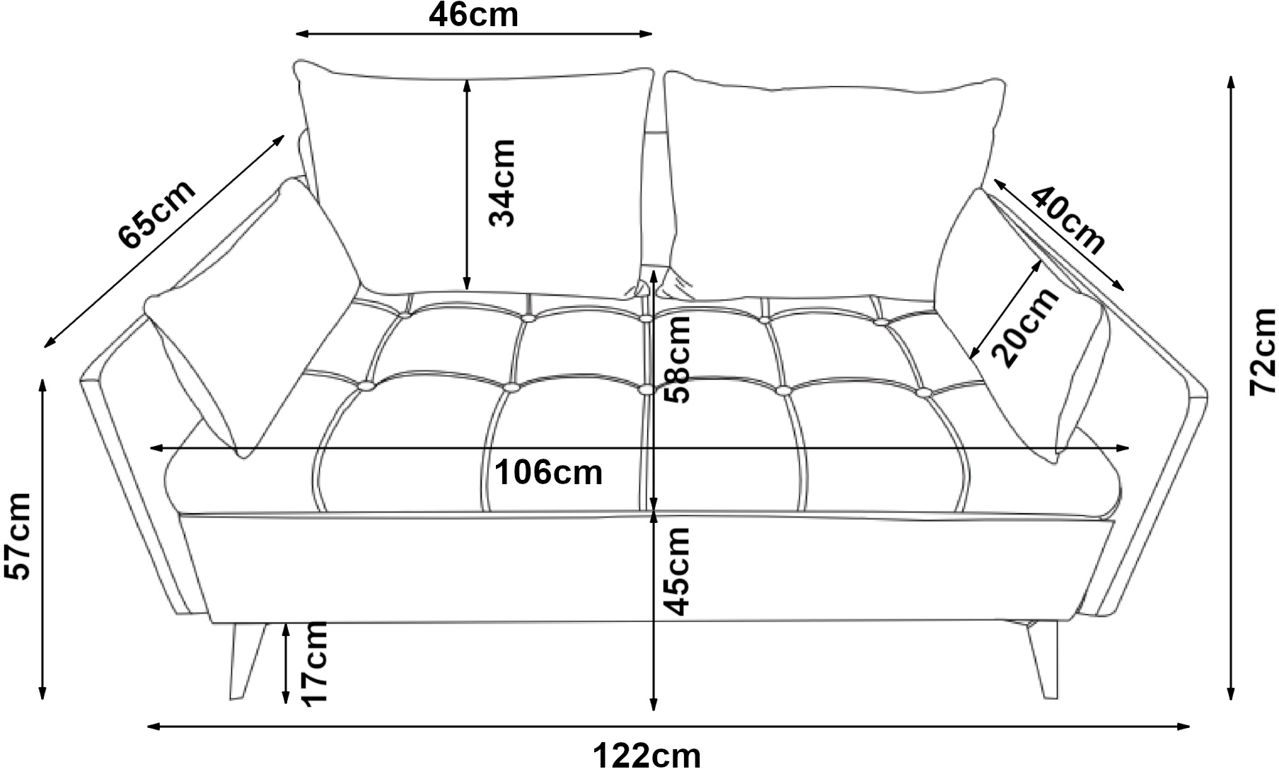 [en.casa] Sofa Sysmä 2-Sitzer Grau matt