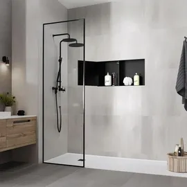luxebath Duschnische Schwarz, Metall, Rechteckig, 60x10x30 cm, Badezimmer Baden & Duschen, Duschablagen