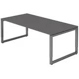 HAMMERBACHER RS2E höhenverstellbarer Schreibtisch grafit rechteckig, Kufen-Gestell grau 200,0 x 100,0 cm