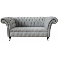 JVmoebel Chesterfield-Sofa, Sofa Zweisitzer Chesterfield Couch Wohnzimmer Sofas Klassisch Design grau