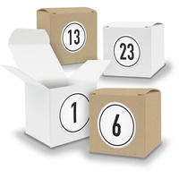 Adventskalender zum Füllen 24x Würfel 6,5cm gemischt WEISS BRAUN + Sticker V06 Z09 - Weiß