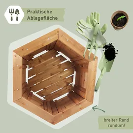 NATIV Pflanzkasten aus Holz 6eckig, 80 cm hoch, Blumenkübel mit Füßen, Pflanzgefäß