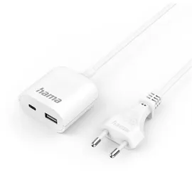 Hama USB-Netzteil mit 1,9 m langem Kabel 3,5A 1x USB-A 1x USB-C Weiß