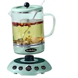Mini Wasserkocher 400ml Glas - 4-in-1 Multifunktions Tassenwärmer mit abnehmbarer Basis (Heißwasser, Milch, Tee, Suppe), 5-Min Memory & ideal für Reise, Büro, Wohnheim, 400W