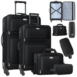 KESSER® Reisekoffer Set 4-teilig   Trolley Kofferset Stoffkoffer mit 3-Ziffern-TSA-Schloss, 360° Rollen & Teleskopgriff   Kosmetiktasche Handgepäck leichter Koffer & große Koffer für Business & Reisen
