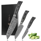 Wakoli Edib Pro Black Damastmesserset 11-17 cm 3-tlg. Schwarz
