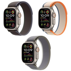 Apple Watch Ultra 2 GPS + Cellular 49 mm Titangehäuse natur, Trail Loop blau/schwarz S/M