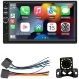 Janasiba 7-Double-Din-CarPlay-Autoradio mit CarPlay Android Auto Schwarz ABS 7-Auto-Radio mit Mirror Link Bluetooth FM Rückfahrkamera