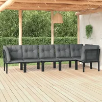 Ankonbej 6-tlg. Garten-Lounge-Set Schwarz und Grau Poly Rattan - Schwarz/Grau/Dunkelgrau