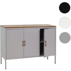 Kommode HWC-L84, Sideboard Schrank Anrichte, 3 T√oren Metall 90x120x40cm, Melamin beschichtet ~ grau