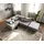 DeLife Ecksofa Clovis Hellgrau Strukturstoff Hocker Armlehne Ottomane Links Modulsofa - Grau/Hellgrau
