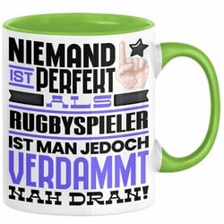 Trendation Tasse Rugbyspieler Geschenk Tasse Lustige Geschenkidee für Rugbyspieler Gebu grün