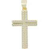 Kettenanhänger ADELIA ́S "Damen Anhänger – Kreuz Kreuzanhänger aus 925 Silber mit Zirkonia", gold, Schmuckanhänger, Damen, Silber 925 (Sterlingsilber), Kettenanhänger, Ein kleines Geschenk mit großer Wirkung