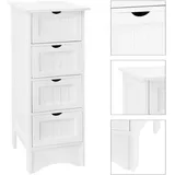 ML DESIGN modern liv Badezimmerschrank Landhaus schmal Badschrank mit 4 Schubladen Badmöbel Weiß