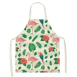 Kittelschürze Damen Papageiengrün Tropical Kochschürze Kinder Baumwolle Leinen Kinderschürze Verstellbare Kochschürze Damen Waschbar Schürze Kinder Herren Langlebig Küchenschürze Mädchen 55x68cm - 55x68cm