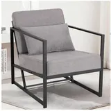 LuxusKollektion Cocktailsessel Sessel Polstersessel Cocktailsessel Leinen 1 Sitz Hellgrau