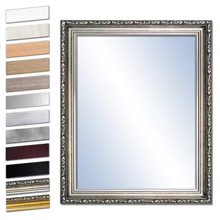 Bilderdepot24 Wandspiegel Spiegel Badspiegel Holzrahmen komplett mit Echtglas - Silber Antik - ca. 50x40 cm I SUA-6071 V-I