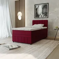 Panda möbel Boxspringbett Einzelbett 100x200, Rot, Avalon mit Bettkästen,