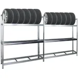 PROREGAL Mega Deal | 2X Reifenregal Tiger XL | HxBxT 200x180x45 cm | 300kg Fachlast | bis zu 42 Reifen | Verzinkt