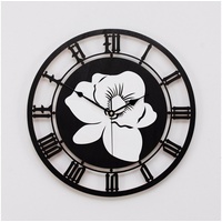 ORNAMENTI Wanduhr GROSSE, DEKORATIVE WANDUHR, ORCHIDEE, PALMEN, TROPISCHER STIL schwarz 40 cm