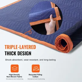 Vevor 12x Umzugsdecken 2032x1829mm Möbeldecken Vliesstoff + recycelte Baumwolle Lagerdecken Umzug Packdecken Transport-Decken Möbelpackdecken Verpackungsdecken zum Schutz für Möbel