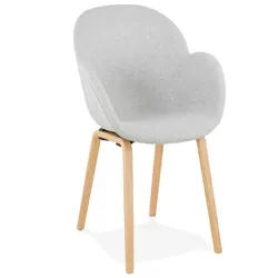 Armlehnstuhl aus Holz & Textil | Skandinavischer Esszimmerstuhl mit gepolstertem Sitz | Bürostuhl mit ergonomischen Armlehnen | Kadima Design