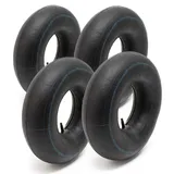 Wiltec 4x Standard Schlauch Reifen Größe 3.50-8, bis 130 kg Traglast, mit geradem Ventil TR13 für Schubkarren, Sackkarren und E-scooter