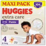 Huggies Extra Care Nappy Size 4 (9-14 kg), 4 Packs of 26 Nappies - 4280g