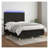 vidaXL Boxspringbett mit Matratze & LED Schwarz 140x200 cm Stoff