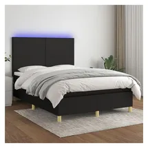 vidaXL Boxspringbett mit Matratze & LED Schwarz 140x200 cm Stoff