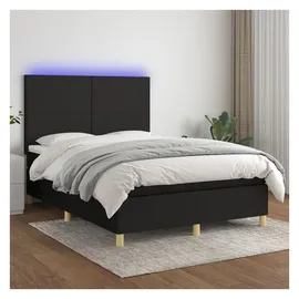 vidaXL Boxspringbett mit Matratze & LED Schwarz 140x200 cm Stoff