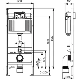 TECE TECEbase WC-Modul 112 cm mit Betätigungsplatte schwarz matt