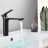 Badezimmerarmatur Schwarz Wasserhahn Messing Badezimmer Waschbecken Wasserhahn Mischbatterie Badarmatur für Waschbecken Einhebel Waschtischmischer