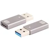 s/conn maximum connectivity Adapter USB A Stecker auf USB C Buchse, 3.1, 10Gbps, Metallauführung 14-05033, silber, USB-C USB-A