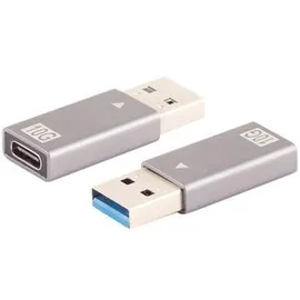 s/conn maximum connectivity Adapter USB A Stecker auf USB C Buchse, 3.1, 10Gbps, Metallauführung 14-05033, silber, USB-C USB-A