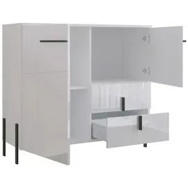 Feldmann-Wohnen Kombikommode 100 x 91 x 40 cm Weiß / Hochglanz