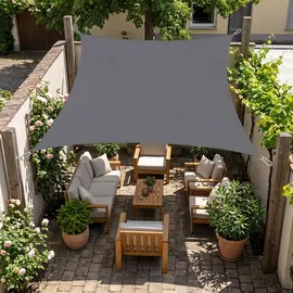 sunula Sonnensegel Balkon Polyester UV Schutz Sonnenschutz Terrasse Garten Rechteckig, Anthrazit 3 x 4 m