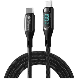 Good Connections 2213-D010S USB 2.0 Lade- und Datenkabel (100W) mit Digitalanzeige, USB-CTM Stecker an USB-CTM Stecker, schwarz, 1m