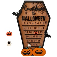 XDeer Adventskalender Holz Halloween Adventskalender 2023 Halloween Deko,Halloween Countdown, Kalender für die kommenden 31 Tage Halloween Party Heimdekor orange