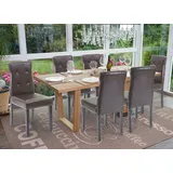 6er-Set Esszimmerstuhl HWC-E58, Stuhl Essstühle Kunstleder braun, dunkle Beine