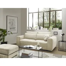 ed exciting design Big Sofa BARURA Cord cream – Kompakte Couch mit 2 Nierenkissen