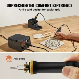 Vevor Professionelles Holzbrenner Werkzeug Brandmalerei, Brandmalerei-Set mit Dual-Stift & Dual-Anschluss, Brandmalgerät, Pyrography Machine Set, Brandmalstation inkl. Digitalanzeige Brandmalkolben