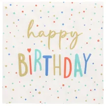 Papstar Servietten, 3-lagig 1/4-Falz 33 cm x 33 cm `Happy Birthday`