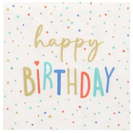 Papstar Servietten, 3-lagig 1/4-Falz 33 cm x 33 cm `Happy Birthday`
