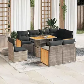 vidaXL Garten-Sofagarnitur 9-tlg. grau Akazie