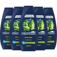 Schauma Shampoo For MEN (5x 400 ml), kräftigendes Shampoo sorgt für gekräftigtes Haar und pflegt die Haarstruktur, Haarshampoo perfekt für normales Haar, mit Sofort-Pflege-Effekt